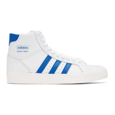 Shop Adidas Originals White And Blue Basket Profi Sneakers In Wht/blu