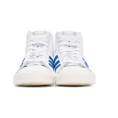 Shop Adidas Originals White And Blue Basket Profi Sneakers In Wht/blu