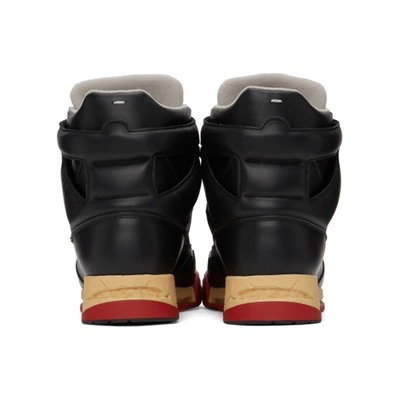 Shop Maison Margiela Black Ddstck High-top Sneakers In White/black