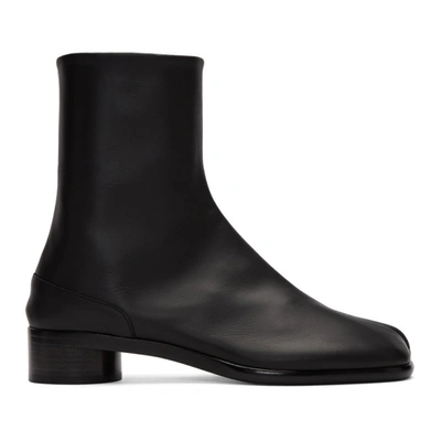 Maison Margiela Vintage Leather Tabi Boots In Black
