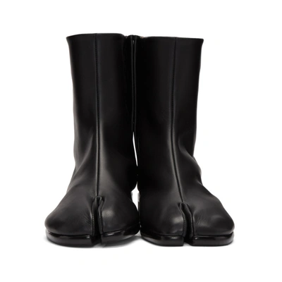 Maison Margiela Vintage Leather Tabi Boots In Black