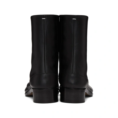 Maison Margiela Vintage Leather Tabi Boots In Black