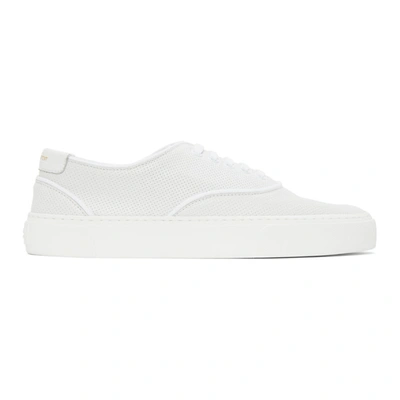 Shop Saint Laurent White Perforated Venice Sneakers In 9030 Optwht