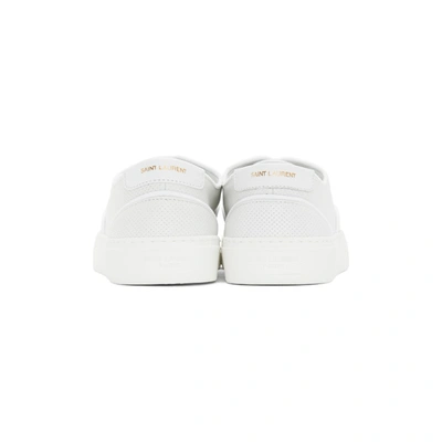 Shop Saint Laurent White Perforated Venice Sneakers In 9030 Optwht