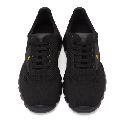 Shop Fendi Black Bag Bugs Knit Sneakers In F0mq0 Black