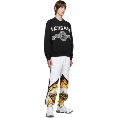 Shop Versace White Knit Squalo Sneakers In D0141 White
