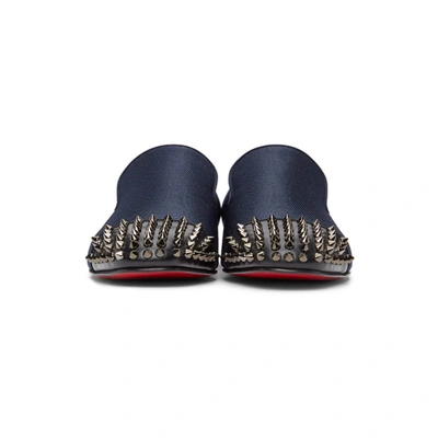 Shop Christian Louboutin Navy & Black Spooky Spike Loafers In J275 Navy/b