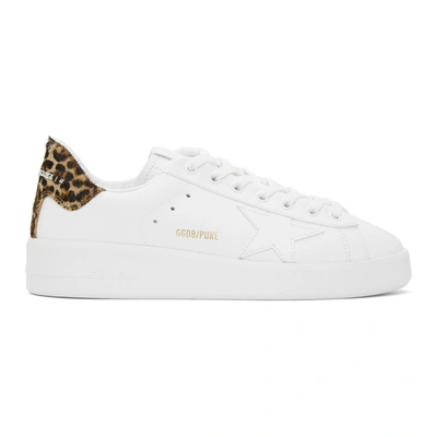 Shop Golden Goose White Leopard Purestar Sneakers In 10269 White