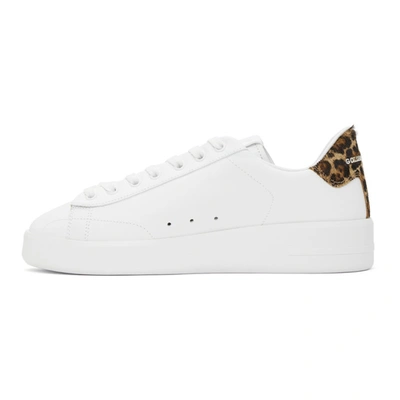 Shop Golden Goose White Leopard Purestar Sneakers In 10269 White