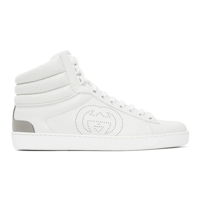 Shop Gucci White Ace High-top Sneakers In 9110 White