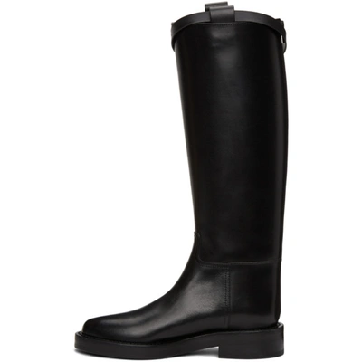 Shop Ann Demeulemeester Black Buckle Riding Boots In Tuscon Nero