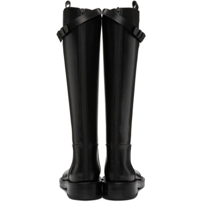 Shop Ann Demeulemeester Black Buckle Riding Boots In Tuscon Nero