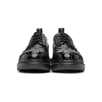 Shop Alexander Mcqueen Black Croc Hybrid Brogues In 1000 Black