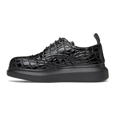 Shop Alexander Mcqueen Black Croc Hybrid Brogues In 1000 Black