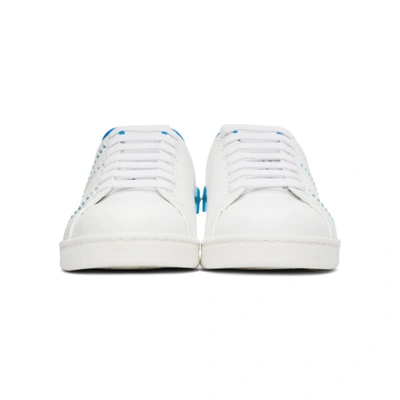 Shop Valentino White And Blue  Garavani Backnet Vlogo Sneakers In Mj5 Bianco/