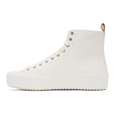 Shop Jil Sander Off-white Leather High-top Sneakers In 100 White