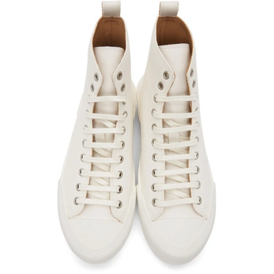 Shop Jil Sander Off-white Leather High-top Sneakers In 100 White