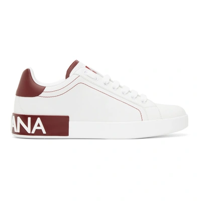 Shop Dolce & Gabbana Dolce And Gabbana White And Red Portofino Sneakers In 89926 Biaro