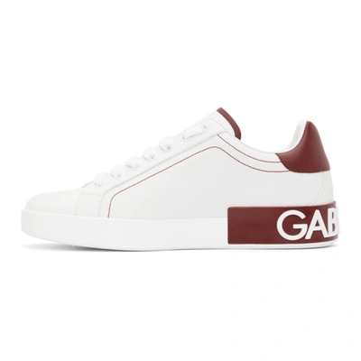 Shop Dolce & Gabbana Dolce And Gabbana White And Red Portofino Sneakers In 89926 Biaro
