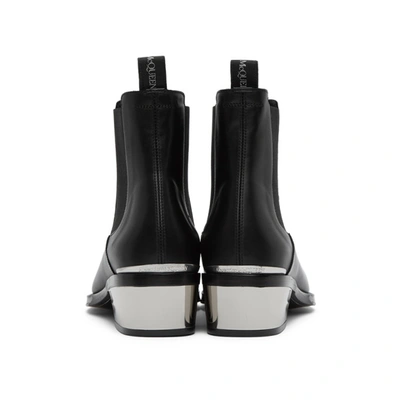 Shop Alexander Mcqueen Black Metal Heel Chelsea Boots In 1081 Blkslv