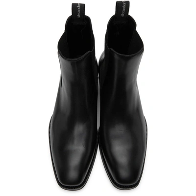 Shop Alexander Mcqueen Black Metal Heel Chelsea Boots In 1081 Blkslv