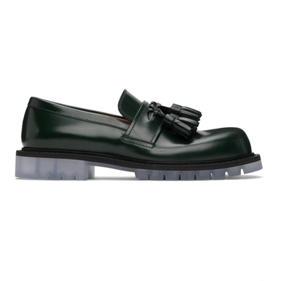 Shop Bottega Veneta Green Tassel Loafers In 3376 Greenw