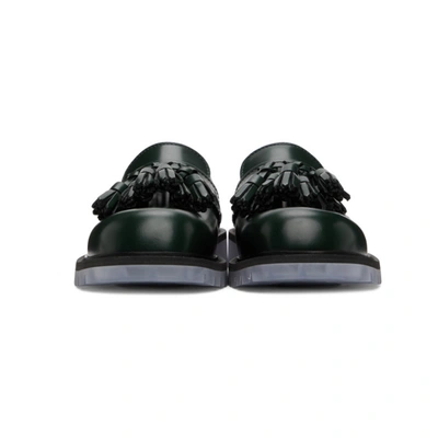 Shop Bottega Veneta Green Tassel Loafers In 3376 Greenw