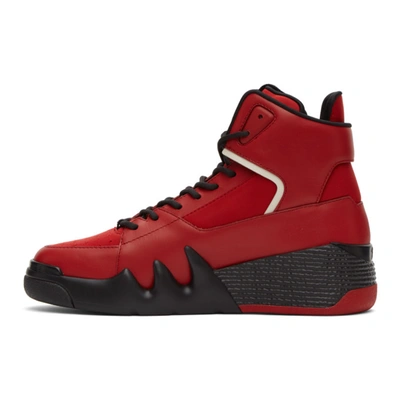 Shop Giuseppe Zanotti Red Jupiter Talon High-top Sneakers In Fiamma