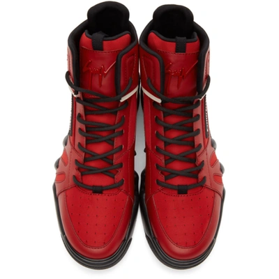 Shop Giuseppe Zanotti Red Jupiter Talon High-top Sneakers In Fiamma