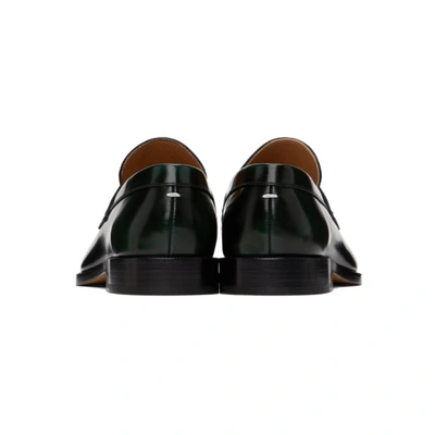 Shop Maison Margiela Green Leather Tabi Loafers In H8390 Green