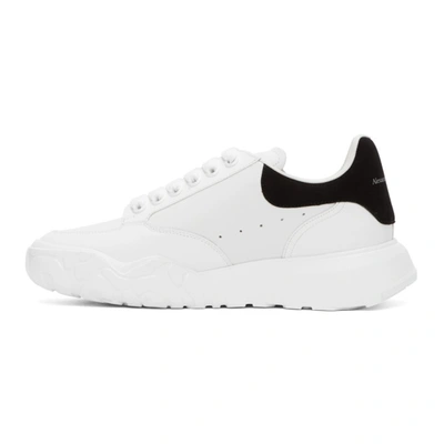 Shop Alexander Mcqueen White Leather Court Sneakers In 9061 Op.whi