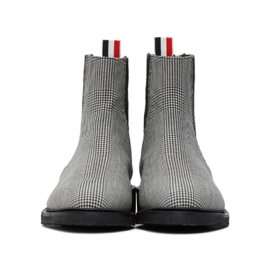 Shop Thom Browne Black And White Houndstooth Chelsea Boots In 980 Blk/wht