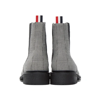 Shop Thom Browne Black And White Houndstooth Chelsea Boots In 980 Blk/wht