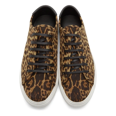 Shop Saint Laurent Beige & Black Print Malibu Low-top Sneakers In 2038 Manto