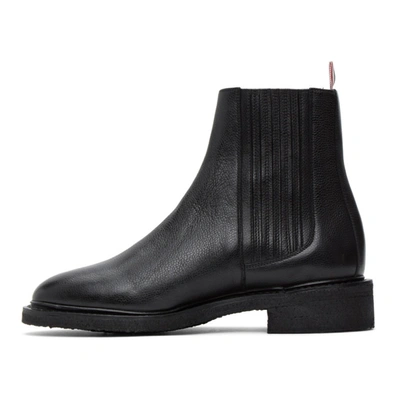 Shop Thom Browne Black Pebbled Chelsea Boots In 001 Black