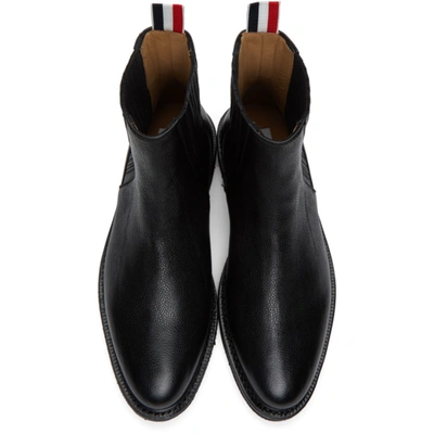 Shop Thom Browne Black Pebbled Chelsea Boots In 001 Black