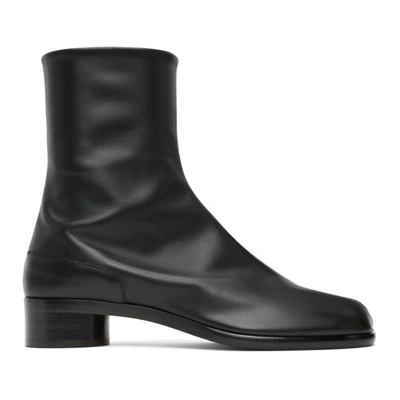 Maison Margiela Vintage Leather Tabi Boots In Black