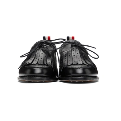 Shop Thom Browne Black Perforated Kilted Loafers In 001 Black