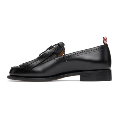 Shop Thom Browne Black Perforated Kilted Loafers In 001 Black