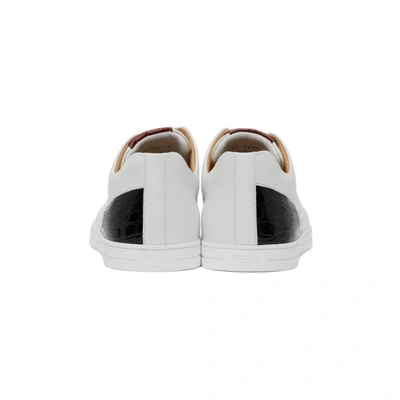 Shop Fendi White Croc Bag Bugs Mono Eye Sneakers In F18su - Whi