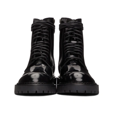 Shop Ann Demeulemeester Black Combat Boots In Abrasi Nero