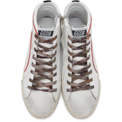 Shop Golden Goose White & Red Slide High-top Sneakers In 80185 White