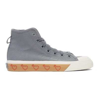 Shop Adidas X Human Made Grey Nizza Hi Sneakers In Greyfive