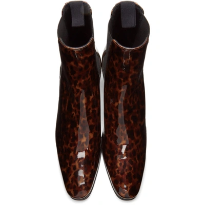 Shop Saint Laurent Tortoiseshell Patent Dylan Boots In 2094mannatr