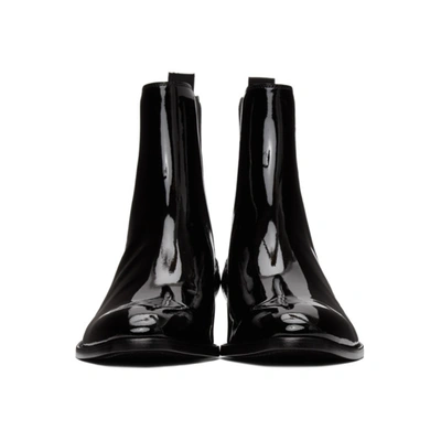 Shop Saint Laurent Black Patent Wyatt Chelsea Boots In 1000 Nero