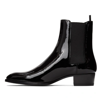 Shop Saint Laurent Black Patent Wyatt Chelsea Boots In 1000 Nero