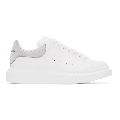 Shop Alexander Mcqueen Ssense Exclusive White & Silver Glitter Oversized Sneakers In 9071 White/silver