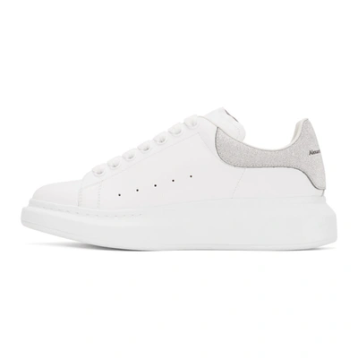 Shop Alexander Mcqueen Ssense Exclusive White & Silver Glitter Oversized Sneakers In 9071 White/silver
