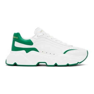 Shop Dolce & Gabbana Dolce And Gabbana White And Green Daymaster Sneakers In 8i174 Bimen