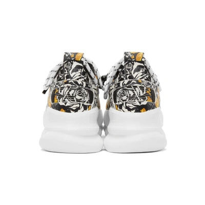 Shop Versace Black & Gold Barocco Chain Reaction Sneakers In Dbn9 White